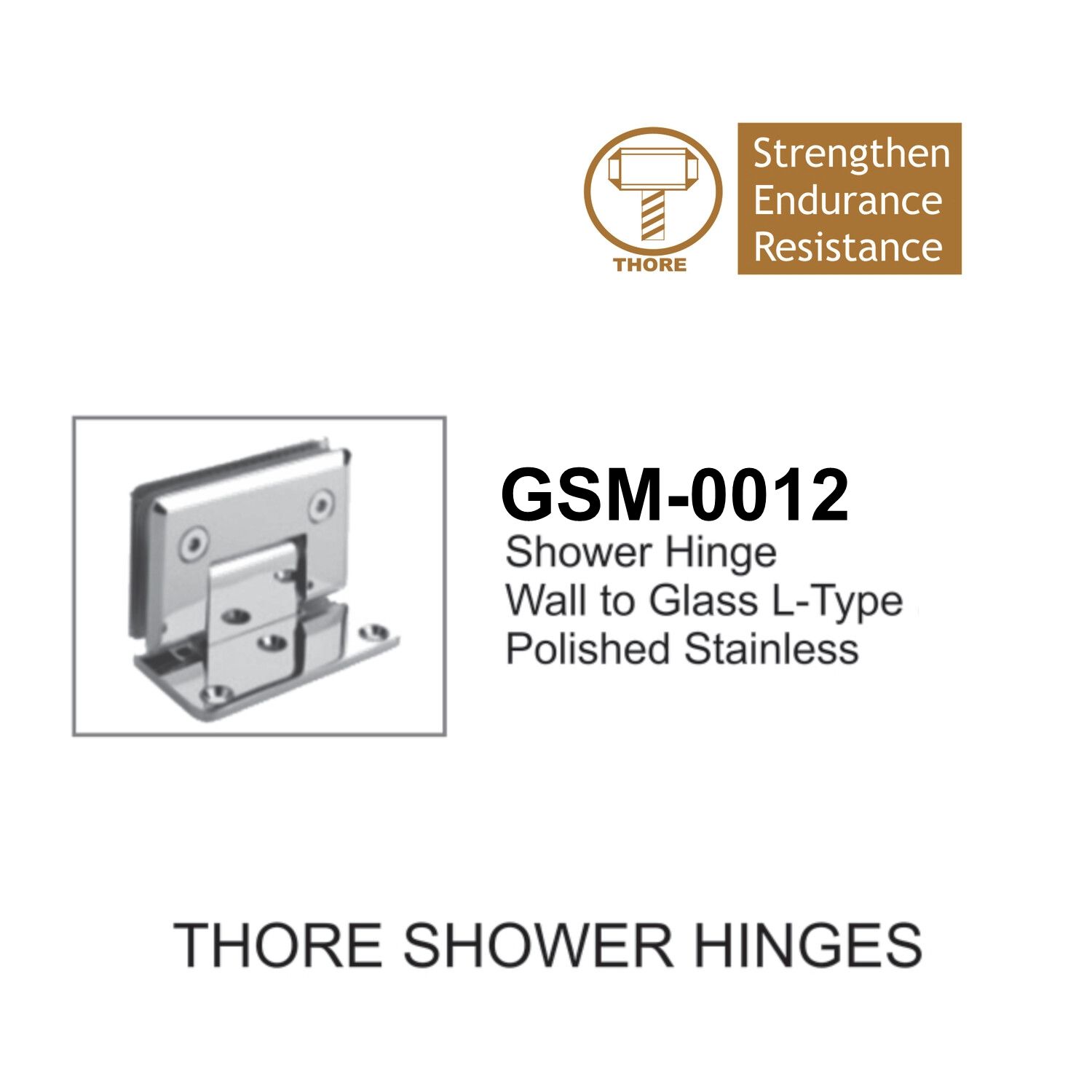 SHOWER HINGE WALL TO GLASS L-TYPE ZINC-